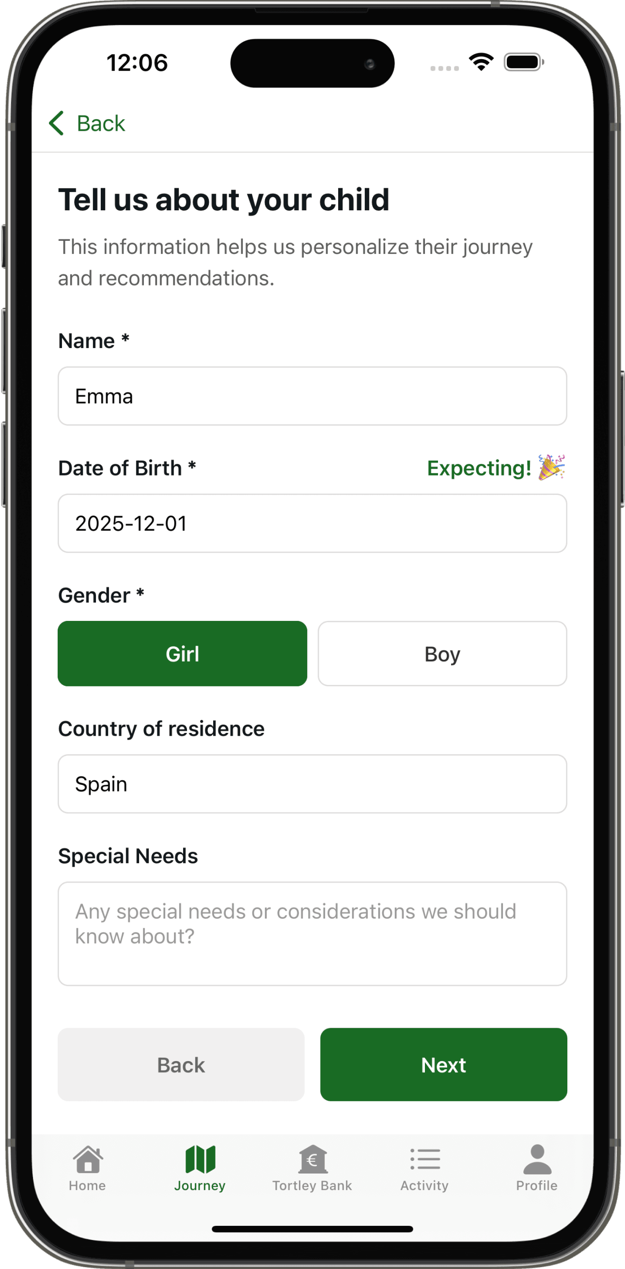 Step 1: Create an account for your child